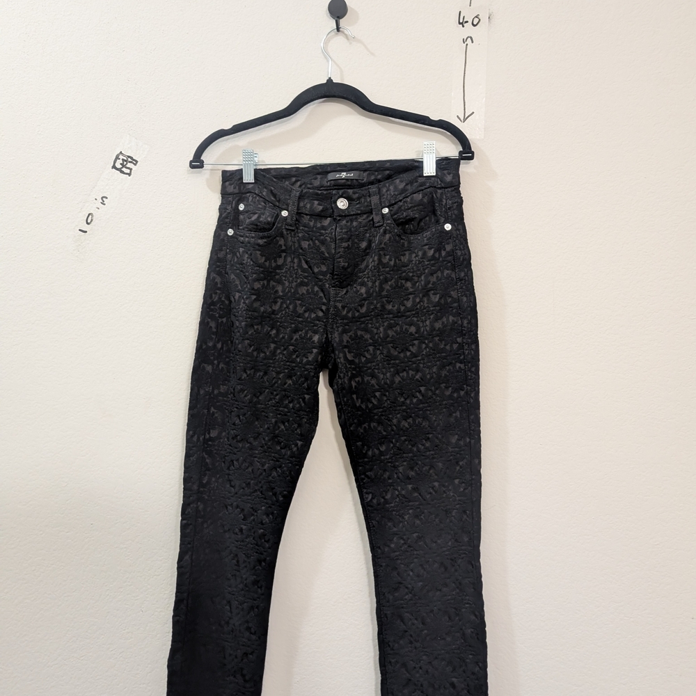 Black Textured Pants